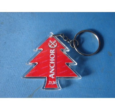 China wholesale hot selling custom design christmas tree shape Acrylic keychain, plastic photo frame keyring