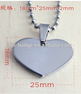 heart shape dog tags stainless steel blank