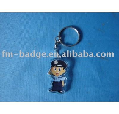 promotional clear custom blank souvenir plastic photo frame key ring, acrylic police keychain