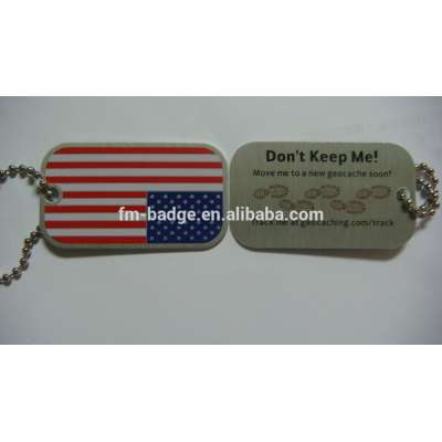 printing with epoxy Technique and zinc alloy,Metal Material Wholesale custom cheap engraved metal military dog tag USA flag tag