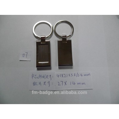 Metal blank keychain for laser engraving custom logo,Wholesale Customized logo Key Chain rectangle Blank Metal Key ring,