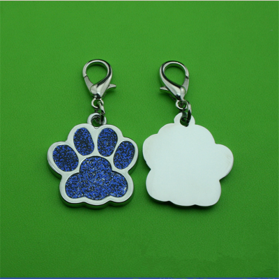 Whosale zinc alloy casting glitter gift tags,custom pet claw pet tags with laser id